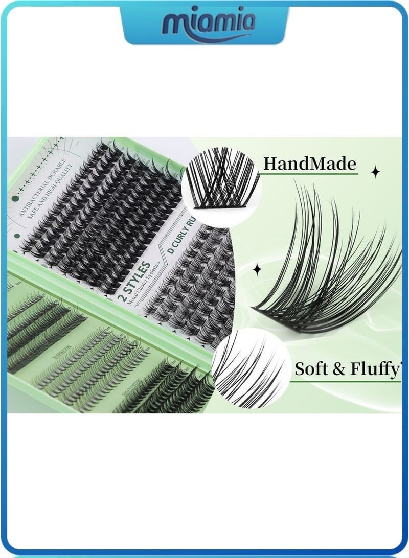 Miamia 4 Styles DIY Eyelash Extension Kit 551 Clusters, 10-16mm Mixed Individual Lashes Cluster, Natural Curl Personal Eyelash Set, Segmented False Eyelashes, Thick Eyelashes - Image 4