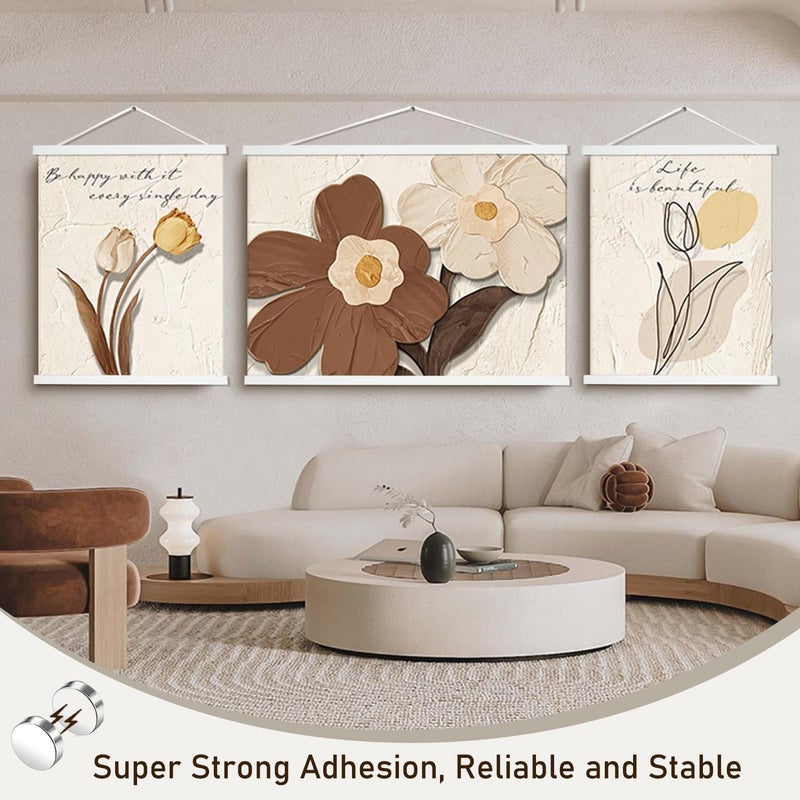 إطار تعليق الملصقات المغناطيسي Artmag، 12x18 12x16 12x24، خشب فاتح، مغناطيس خشبي، طباعة فنية على قماش، وتد، طقم تعليق الملصقات والإطارات (خشب الساج، 12 بوصة) - Image 5