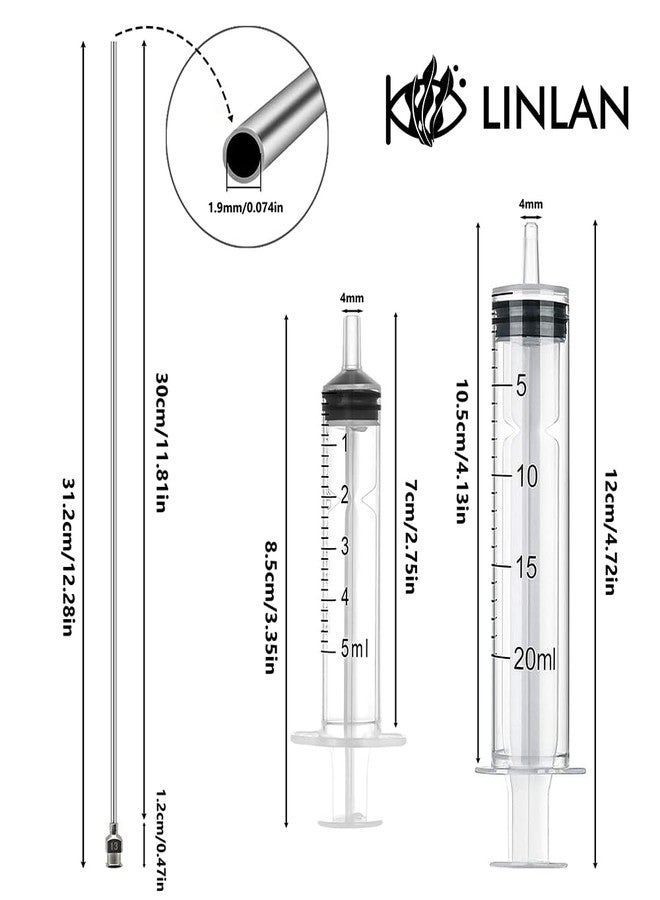 LINLAN 11.8-in Stainless Steel Aquarium Plant Fertilizer Injector Kit - Includes a Stainless Steel Long Needle and Two Syringes (5 ml + 20 ml) for use with Aquatic Plants. - Image 2