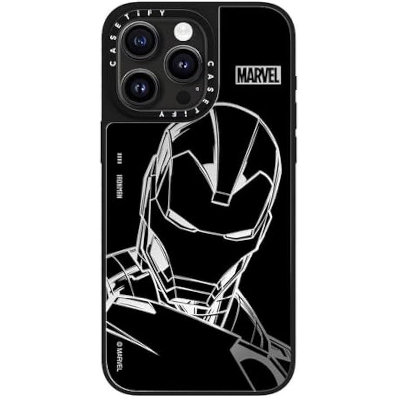 كاستيفي كاسيتي جراب ميرور لموبايل ايفون 15 برو ماكس 【ايرون مان كو-لاب/عاكس/ حماية من السقوط بطول 5 قدم/ متوافق مع ماج سيف】 - ايرون مان - اسود - فضي على اسود - Image 3