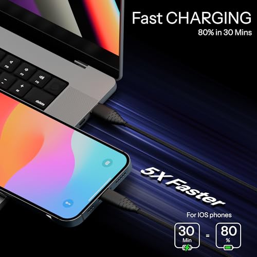Basesailor 27W USB to Lightning Cable,Fast Charger Charging Braided Cable,Compatible for iPhone 14/13/12/11/X/XS/XR/8/Plus/Mini/Pro/Max & Other Lightning Devices,High Speed Data Transmission - Image 3