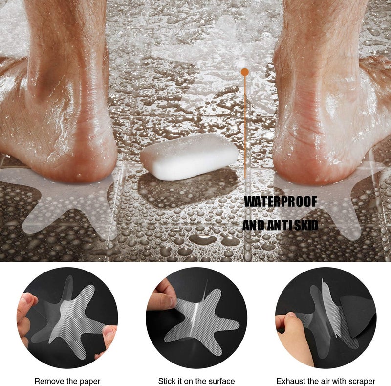 Secopad Anti Slip Shower Stickers, 24 PCS Safety Bathtub Stickers Adhesive Decals with Premium Scraper for Bath Tub Shower Stairs Ladders Boats (Clear) - Image 5