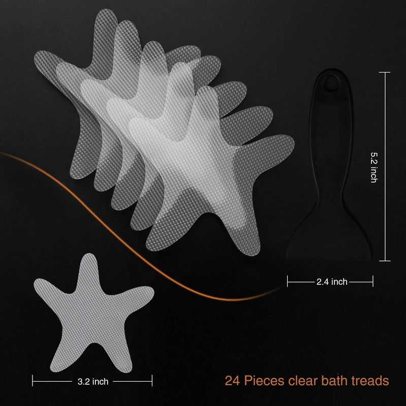 Secopad Anti Slip Shower Stickers, 24 PCS Safety Bathtub Stickers Adhesive Decals with Premium Scraper for Bath Tub Shower Stairs Ladders Boats (Clear) - Image 4