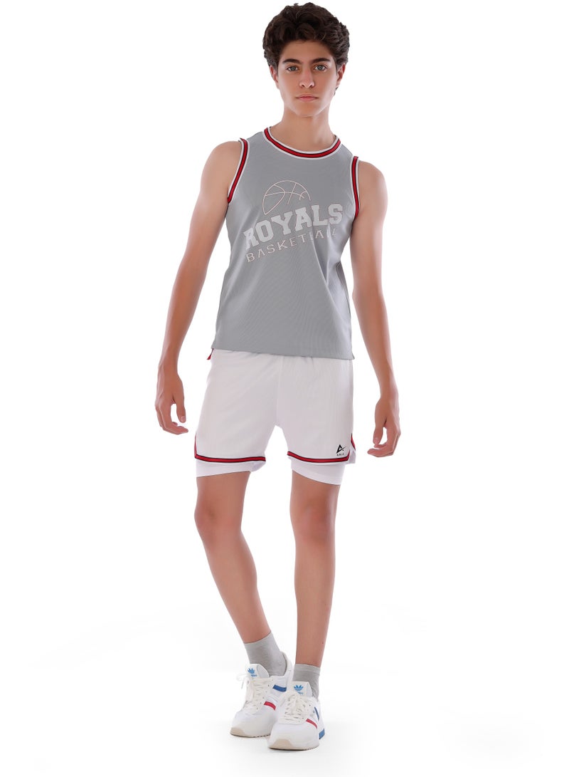 ANJA Boys' Grey Basketball T-Shirt – Comfortable, Short-Sleeve Design - Image 1