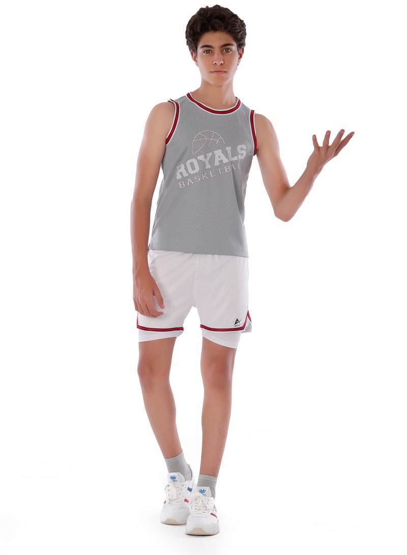 ANJA Boys' Grey Basketball T-Shirt – Comfortable, Short-Sleeve Design - Image 3