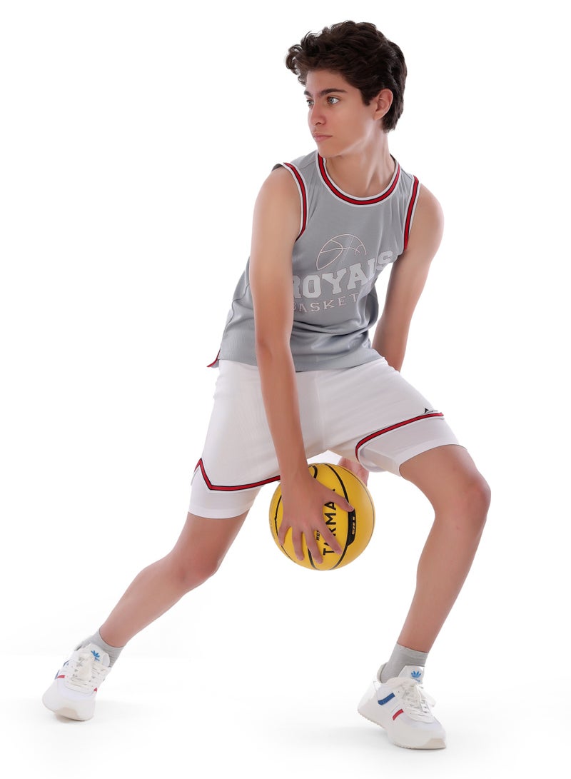 ANJA Boys' Grey Basketball T-Shirt – Comfortable, Short-Sleeve Design - Image 4