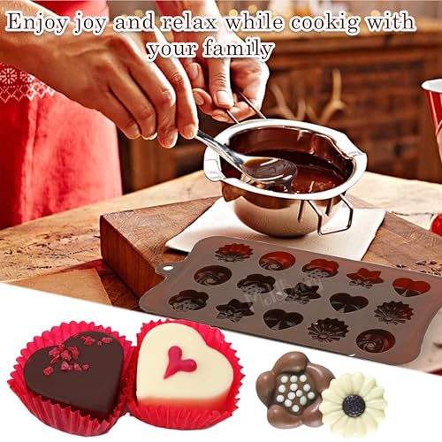 MoldBerry Silicone Chocolate Mould, Flower Heart Shape Candy Mold for Baking, Jelly, Fondant, Cake Decoration, Reusable Chocolate Molds (Pack of 1), 10L x 10W x 2H cm - Image 5