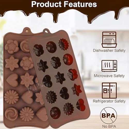 MoldBerry Silicone Chocolate Mould, Flower Heart Shape Candy Mold for Baking, Jelly, Fondant, Cake Decoration, Reusable Chocolate Molds (Pack of 1), 10L x 10W x 2H cm - Image 3