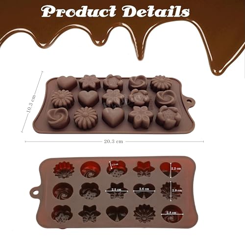 MoldBerry Silicone Chocolate Mould, Flower Heart Shape Candy Mold for Baking, Jelly, Fondant, Cake Decoration, Reusable Chocolate Molds (Pack of 1), 10L x 10W x 2H cm - Image 2