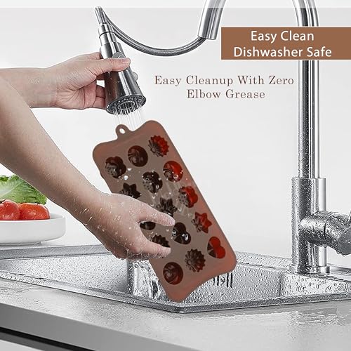 MoldBerry Silicone Chocolate Mould, Flower Heart Shape Candy Mold for Baking, Jelly, Fondant, Cake Decoration, Reusable Chocolate Molds (Pack of 1), 10L x 10W x 2H cm - Image 4