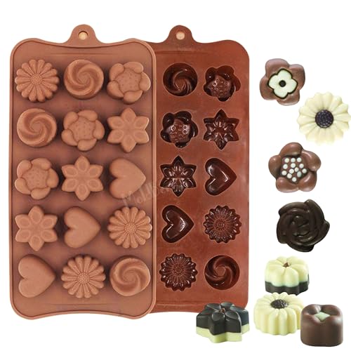 MoldBerry Silicone Chocolate Mould, Flower Heart Shape Candy Mold for Baking, Jelly, Fondant, Cake Decoration, Reusable Chocolate Molds (Pack of 1), 10L x 10W x 2H cm - Image 1