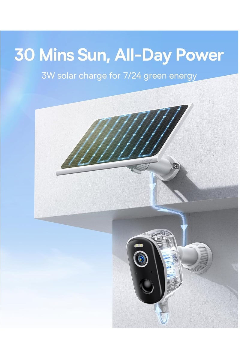 Baseus 3W Solar Panel for Wireless Outdoor Security Camera - IP67 Waterproof with 4m Cable, Durable Mount & Continuous Power Supply - Compatible with Baseus Battery Camera N1/S1 Pro - Waterproof, Durable, Easy Installation for Non-Stop Charging in Garden, Yard, Garage, or Any Outdoor Surveillance Set-up - Image 3