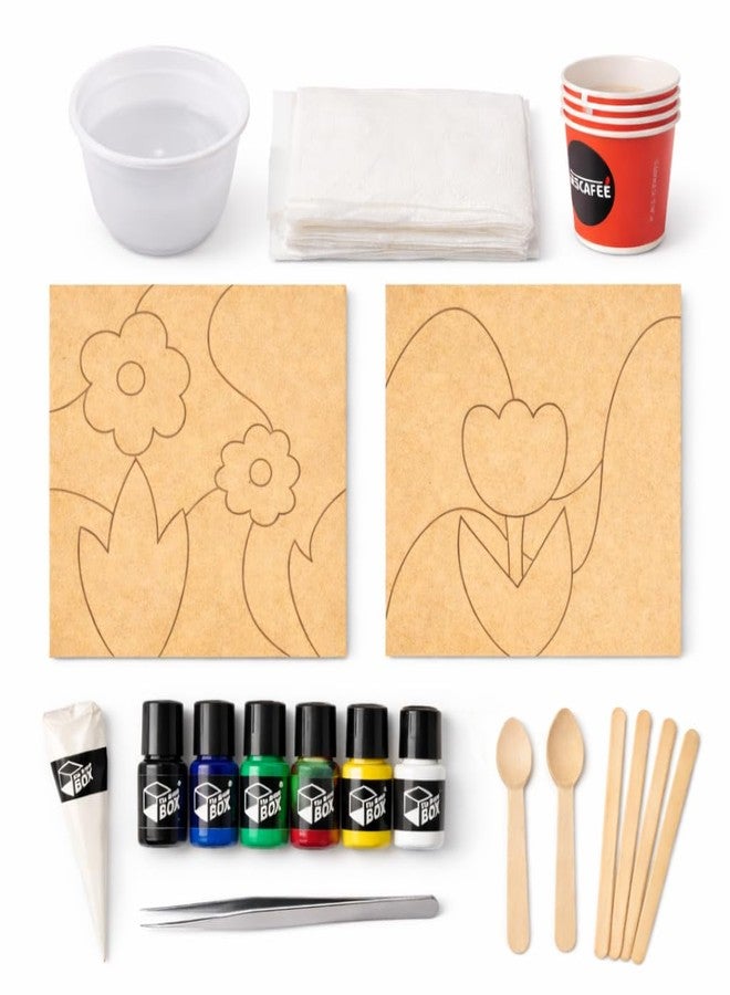 THE BROWN BOX-DIY Tissue Art Kit for Kids & Adults | Texture Art & Craft Kit with 2 MDF Boards (7 Inch), Colors, Glue & Tools | Screen-Free Hobby, Birthday, Rakhi Gift, Family & Corporate Activity Kit - Image 2