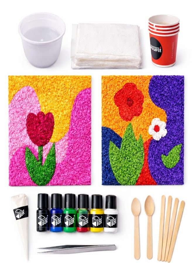 THE BROWN BOX-DIY Tissue Art Kit for Kids & Adults | Texture Art & Craft Kit with 2 MDF Boards (7 Inch), Colors, Glue & Tools | Screen-Free Hobby, Birthday, Rakhi Gift, Family & Corporate Activity Kit - Image 1