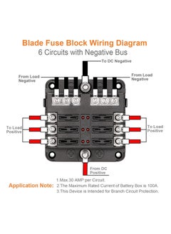 Y&D Blade Fuse Block, 12V Waterproof Box Holder, 6 Circuit Negative Bus with LED Indicator for Automotive Car Truck Boat Marine RV Van  - Image 2