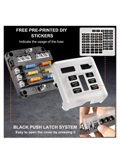 Y&D Blade Fuse Block, 12V Waterproof Box Holder, 6 Circuit Negative Bus with LED Indicator for Automotive Car Truck Boat Marine RV Van  - Image 3