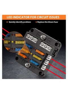 Y&D Blade Fuse Block, 12V Waterproof Box Holder, 6 Circuit Negative Bus with LED Indicator for Automotive Car Truck Boat Marine RV Van  - Image 5
