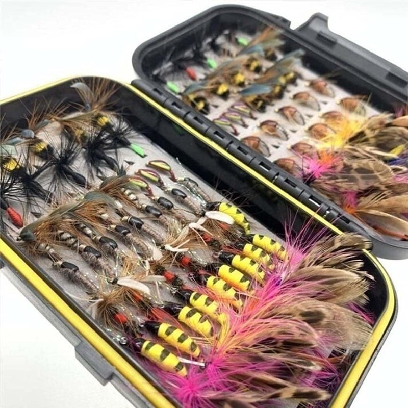 Handwork Fly Fishing Flies Kit, 50/114Pcs Handmade Fly Fishing Gear with Dry/Wet Flies, Streamers, Fly Assortment Trout Bass Fishing with Fly Box (114Pcs/Set-11 Mixed Styles) - Image 4
