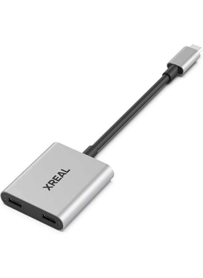 XREAL Hub, Power and Play Adapter, so you can charge AR glasses while you charge your source device, e.g. Steam Deck, ROG Ally, Switch, iPhone 15 or Android phone. 45 W fast charging  - Image 1