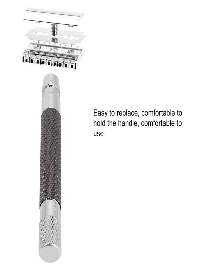 Entatial Shaver Replacement Handle, Men's Safety Shaving Razors Reusable Metal Handle Shaver Safety Razors Handle Anti Slip Portable for Home Travelling (Black) - Image 3