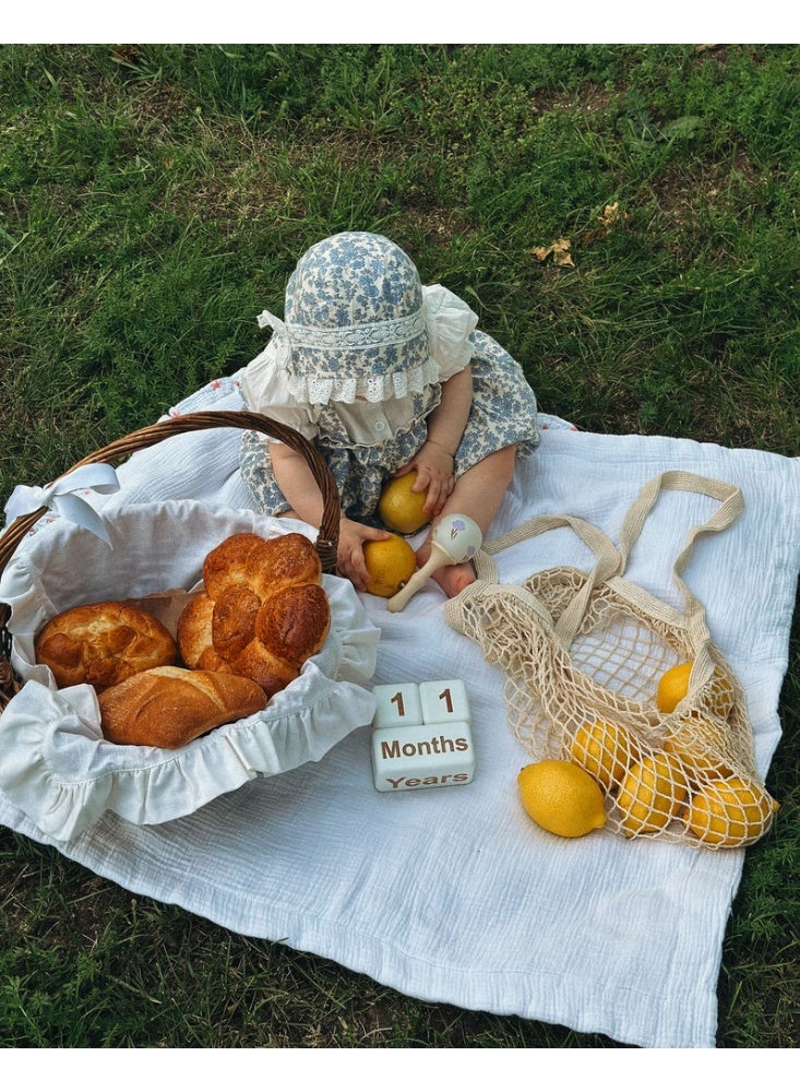 DOOKOO Summer Printed Floral Baby Jumpsuit -ShortSleeve Blue Romper with Matching Hat 2 Pcs for Newborns and Infants - Image 5