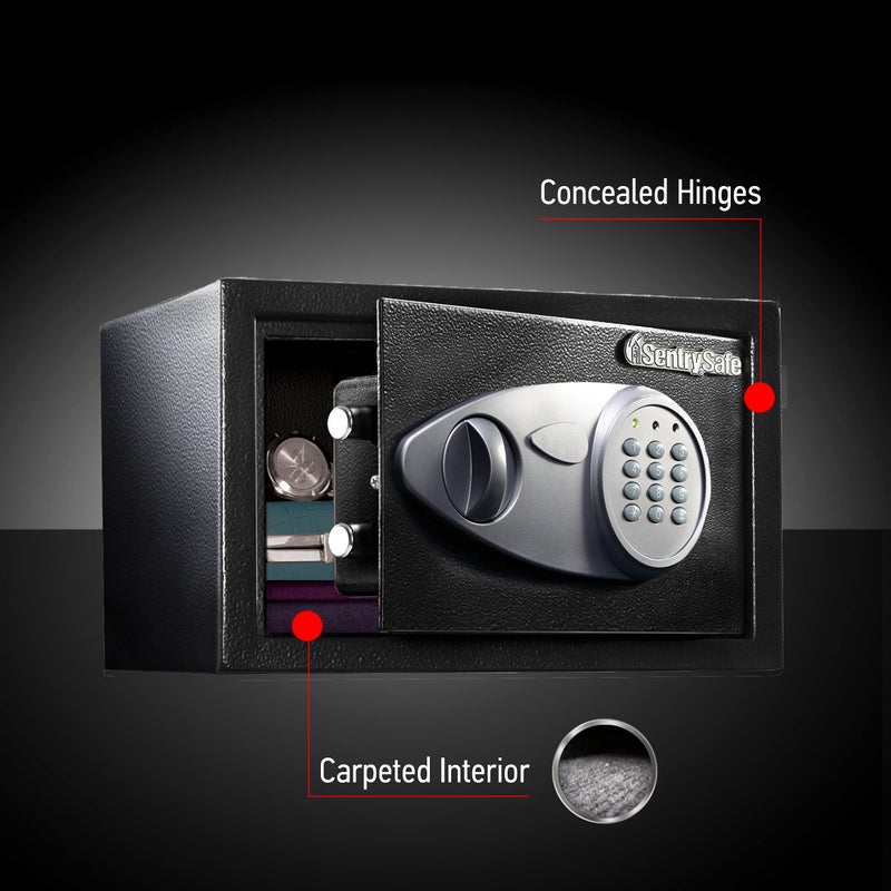 SentrySafe Safe with Digital Keypad Lock, Steel Safe with Interior Lining and Bolt Down Kit for Money, Jewelry, Electronics, 0.58 Cubic Feet, 8.7 x 13.8 x 9.7 Inches, X055 - Image 5