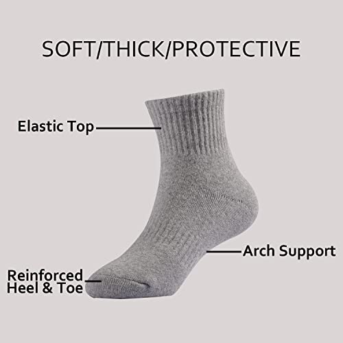 EPEIUS Kids Girls' Cushioned Socks Toddler Boys Thick Cotton Running Socks Ankle Sports 6 Pack 4-7 Years,Black White Light Grey - Image 3