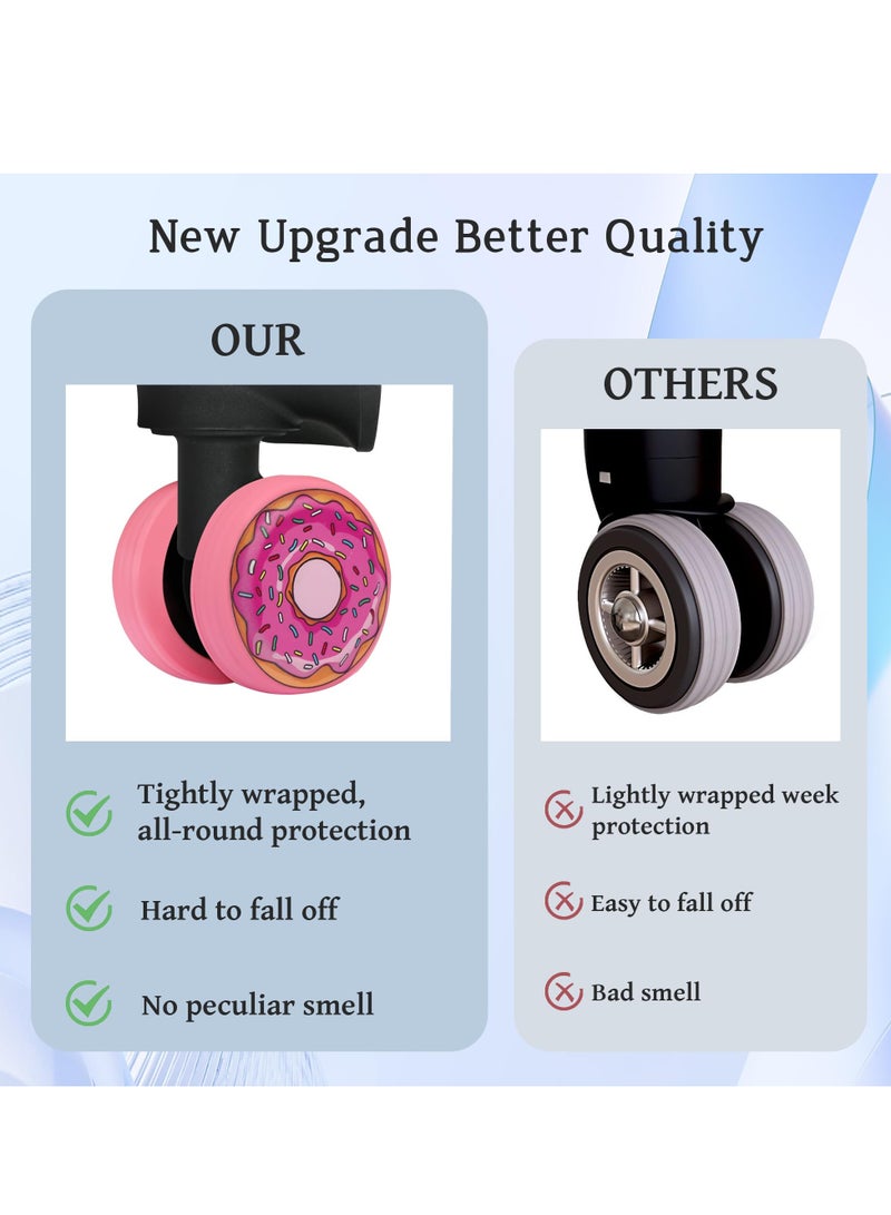 SYOSI 8PCS Luggage Wheel Covers Wearproof All Inclusive Silicone Protective Covers Suitcase Spinner Wheel Covers Silent Protection Cover for Luggage Suitcases or Office Chair Caster Wheels Pink - Image 3