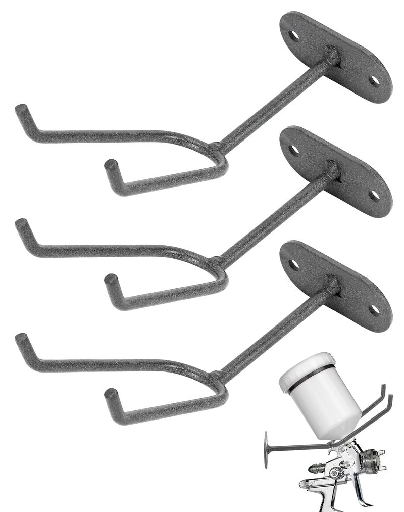 QWORK Heavy Duty Wall Mount Gravity Feed Spray Gun Holder Compatible with Most Paint Spray Guns Ideal for Spray Booths and Workstations 3 Pcs