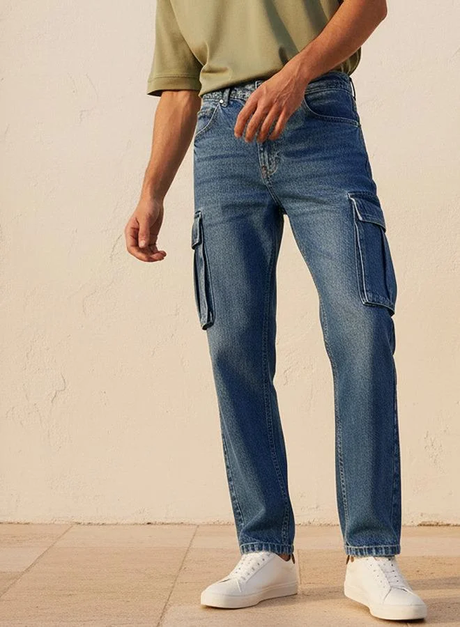 Lee Cooper Lee Cooper Men Relaxed Fit Mid Rise Cargo Jeans