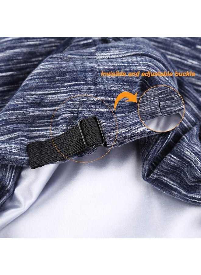 greatremy Large Silky Satin Lined Bonnet Sleep Cap Adjustable Elastic Band Satin Hair Cover Bonnet Cotton Slouchy Beanie Hat For Women Sleeping Natural Curly Hair Care（Navy Blue） - Image 2