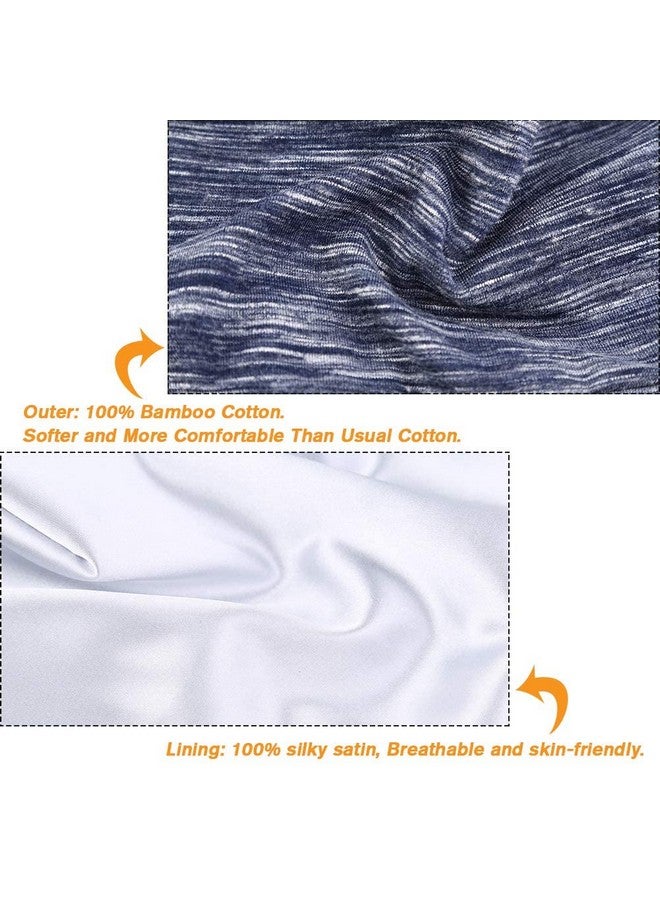 greatremy Large Silky Satin Lined Bonnet Sleep Cap Adjustable Elastic Band Satin Hair Cover Bonnet Cotton Slouchy Beanie Hat For Women Sleeping Natural Curly Hair Care（Navy Blue） - Image 4