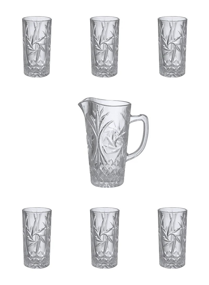 Drink Set 7 Pieces - Decorated Glass  - Image 1