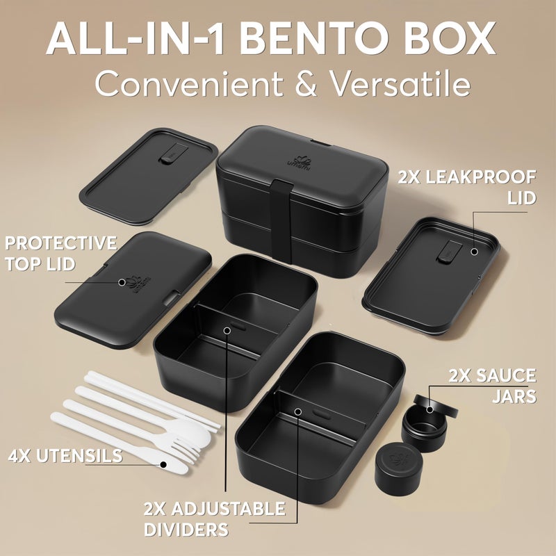 Umami All-in-One Bento Box â€“ Stylish, Spacious & Built for Real Meals â€“ Includes Full Cutlery Set, 2 Sauce Jars, A Nestable Design â€“ Leakproof & Built to Last - Image 4