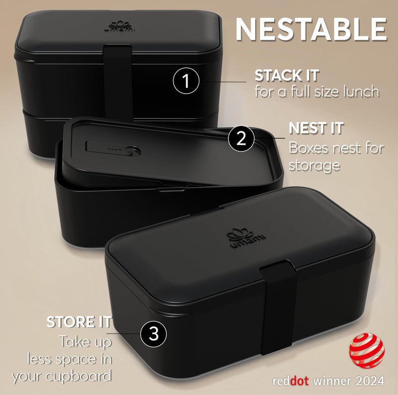 Umami All-in-One Bento Box â€“ Stylish, Spacious & Built for Real Meals â€“ Includes Full Cutlery Set, 2 Sauce Jars, A Nestable Design â€“ Leakproof & Built to Last - Image 3