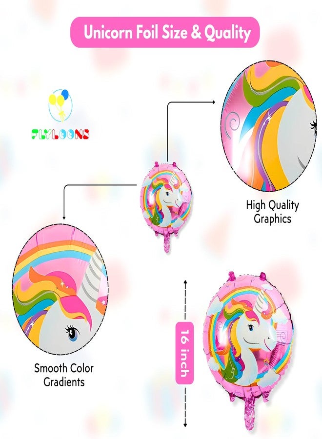 Flyloons 1st Unicorn Theme Birthday Decoration Kit Pink White for 1 year Old Baby Boys Girls Kids 5 Pcs Unicorn Theme 30 Pcs Pastel Balloons Decoration Set Items 2 Pcs Pink Star - Image 2