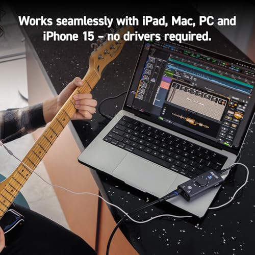 IK Multimedia iRig USB Guitar Audio Interface - 24-bit 48 kHz Music Recording Studio Equipment Include USB C Cable For iPad, Mac And PC, Guitar Accessories, Recording Device - Image 3