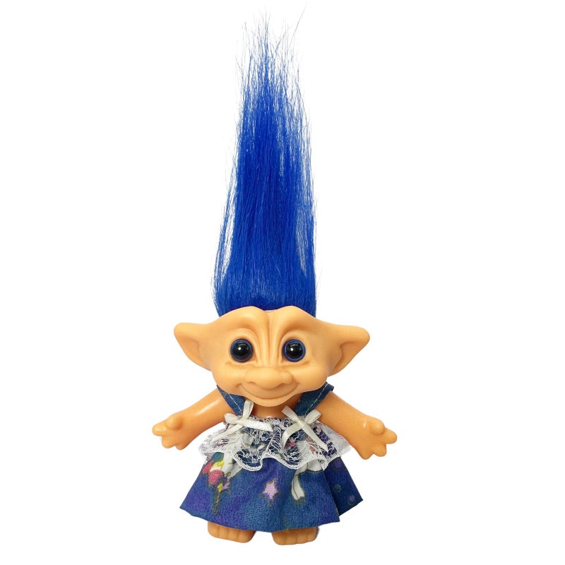 Yintlilocn Vintage Troll Dolls Retro Vintage Doll Chromatic Adorable for Collections School Project Arts and Crafts Party Favors 75 TallInclude The Length of Hair Dark Blue - Image 3