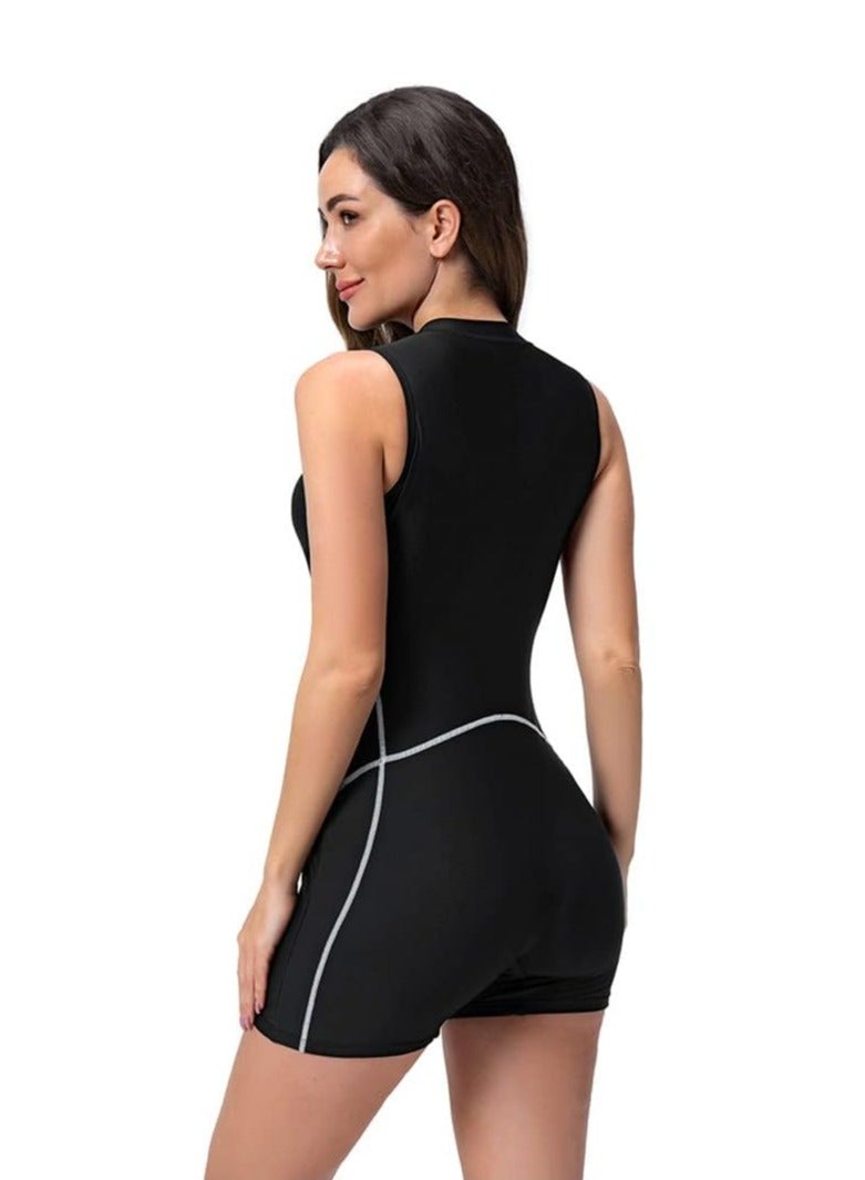 أوزيغالور ملابس سباحة نسائية من قطعة واحدة مقاس L، ملابس سباحة بدون أكمام، ملابس سباحة للتزلج على الماء UPF 50+ مزودة بحمالة صدر مدمجة - Image 4