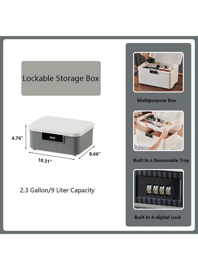 MXCELL Lockable Storage Bin Outdoor Lock Box Plastic Storage Container Versatile Organizer With Changeable Lock For Home Office School Travel Business (White&Grey, 9 Liters) - Image 2