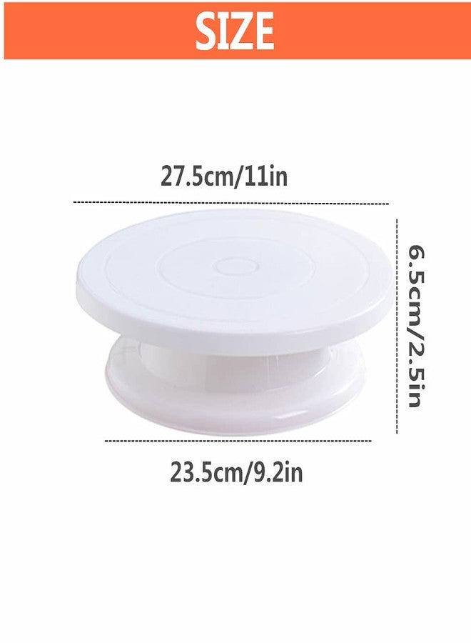 Jilukibo 11 Inch Rotating Cake Turntable Stand, Revolving Turn Table Top for Cake Decorating, Rotary Round Cake Stand for Pastries Cookies Cupcakes Decorating Display Tool (White) - Image 2