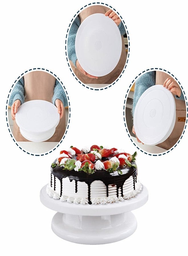 Jilukibo 11 Inch Rotating Cake Turntable Stand, Revolving Turn Table Top for Cake Decorating, Rotary Round Cake Stand for Pastries Cookies Cupcakes Decorating Display Tool (White) - Image 4