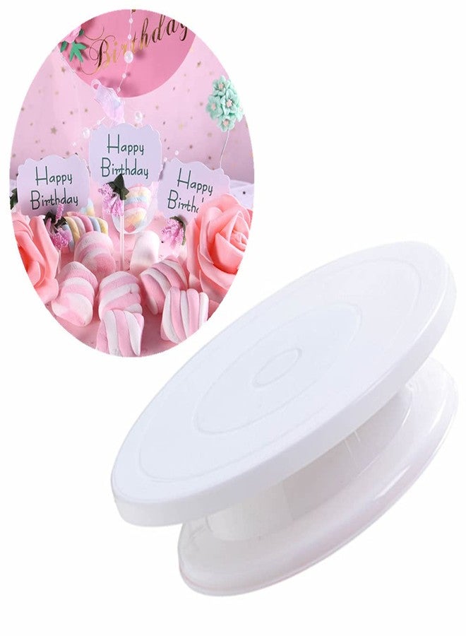 Jilukibo 11 Inch Rotating Cake Turntable Stand, Revolving Turn Table Top for Cake Decorating, Rotary Round Cake Stand for Pastries Cookies Cupcakes Decorating Display Tool (White) - Image 3