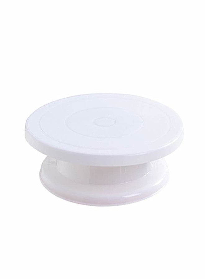 Jilukibo 11 Inch Rotating Cake Turntable Stand, Revolving Turn Table Top for Cake Decorating, Rotary Round Cake Stand for Pastries Cookies Cupcakes Decorating Display Tool (White) - Image 1