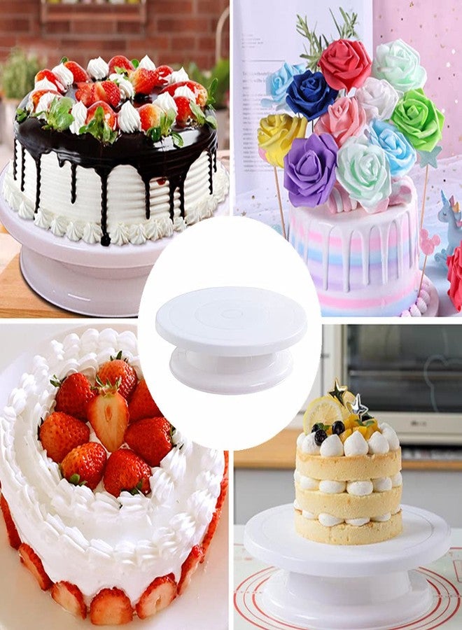 Jilukibo 11 Inch Rotating Cake Turntable Stand, Revolving Turn Table Top for Cake Decorating, Rotary Round Cake Stand for Pastries Cookies Cupcakes Decorating Display Tool (White) - Image 5