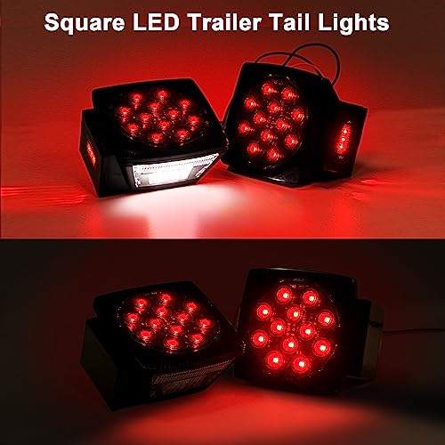 Jamarco Square LED Trailer Tail Lights 12V Smoked Red Submersible Stop Turn Signal Lights for Utility Camper Truck RV Marine Snowmobile Left and Right - Image 3