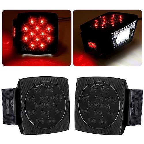 Jamarco Square LED Trailer Tail Lights 12V Smoked Red Submersible Stop Turn Signal Lights for Utility Camper Truck RV Marine Snowmobile Left and Right - Image 1