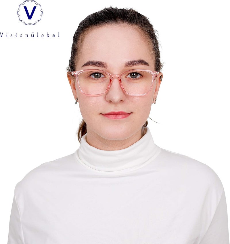 VisionGlobal Blue Light Blocking Glasses for Women, Anti Eyestrain, Computer Reading, TV Glasses, Stylish Square Frame, Anti Glare(Clear Pink,+1.75 Magnification) - Image 5