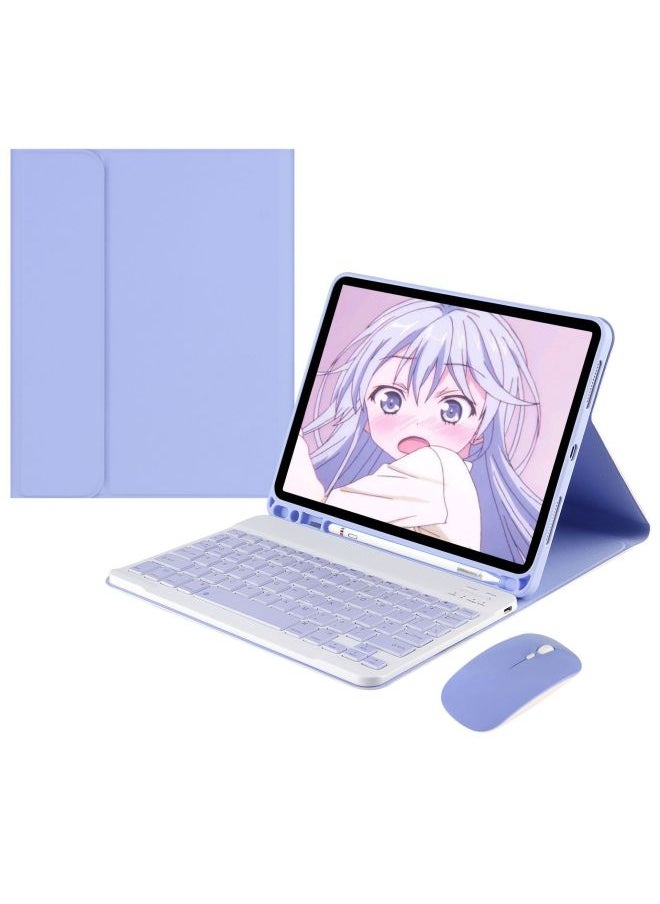 Generic Applicable To IPad 10 Generation Tablet Computer Protective Case Air5 10.9 Bluetooth Keyboard 9.7 Backlit Keyboard Mouse-Color:Lavender Purple + Backlit Keyboard + Dual-mode Charging Mouse-Applicable Model:iPad 10(2022)10.9 Inches  - Image 1