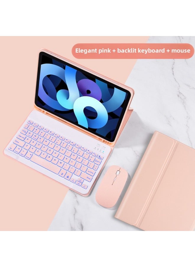Generic Applicable To IPad 10 Generation Tablet Computer Protective Case Air5 10.9 Bluetooth Keyboard 9.7 Backlit Keyboard Mouse-Color:Lavender Purple + Backlit Keyboard + Dual-mode Charging Mouse-Applicable Model:iPad 10(2022)10.9 Inches  - Image 2
